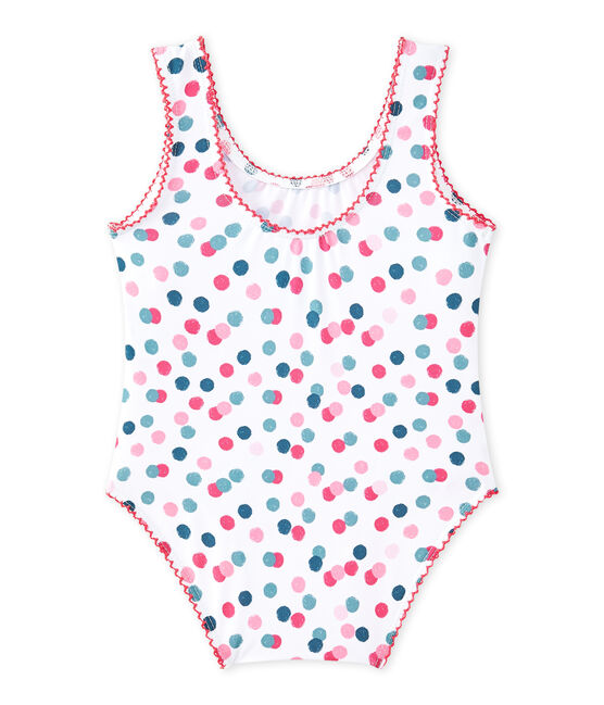 Bedruckter Baby-Mädchen-Badeanzug weiss MARSHMALLOW/weiss MULTICO