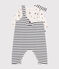 Baby-Set Latzhose und Body aus Baumwolle weiss MARSHMALLOW/blau SMOKING