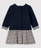 Langärmeliges Baby-Kleid für Mädchen blau SMOKING/weiss MARSHMALLOW