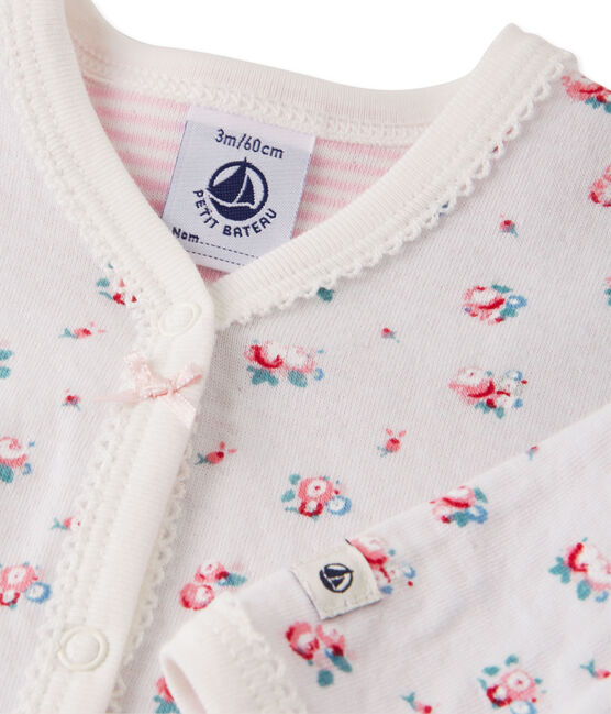 Bedruckter Baby-Mädchen-Strampler aus gedoppeltem Jersey blau BOCAL/weiss MULTICO
