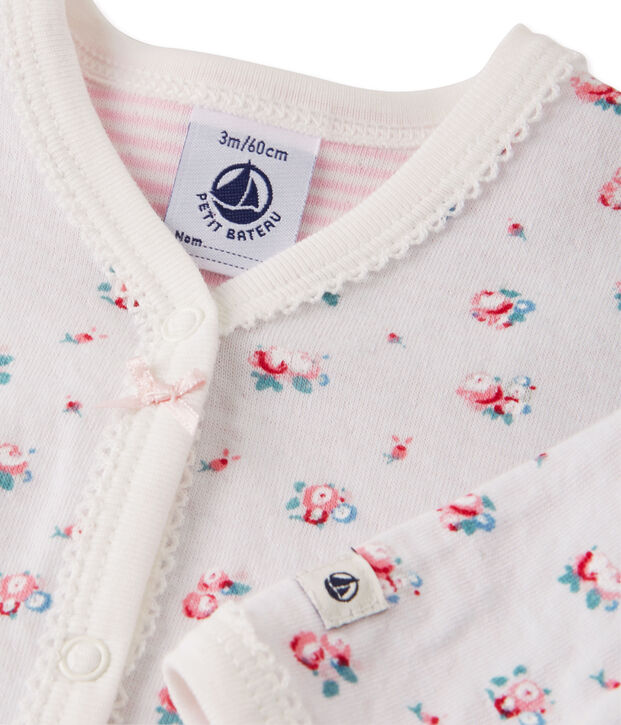 Bedruckter Baby-M&auml;dchen-Strampler aus gedoppeltem Jersey blau/vielfarbig