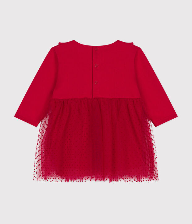 Baby-Kleid aus Baumwolle und T&uuml;ll rot