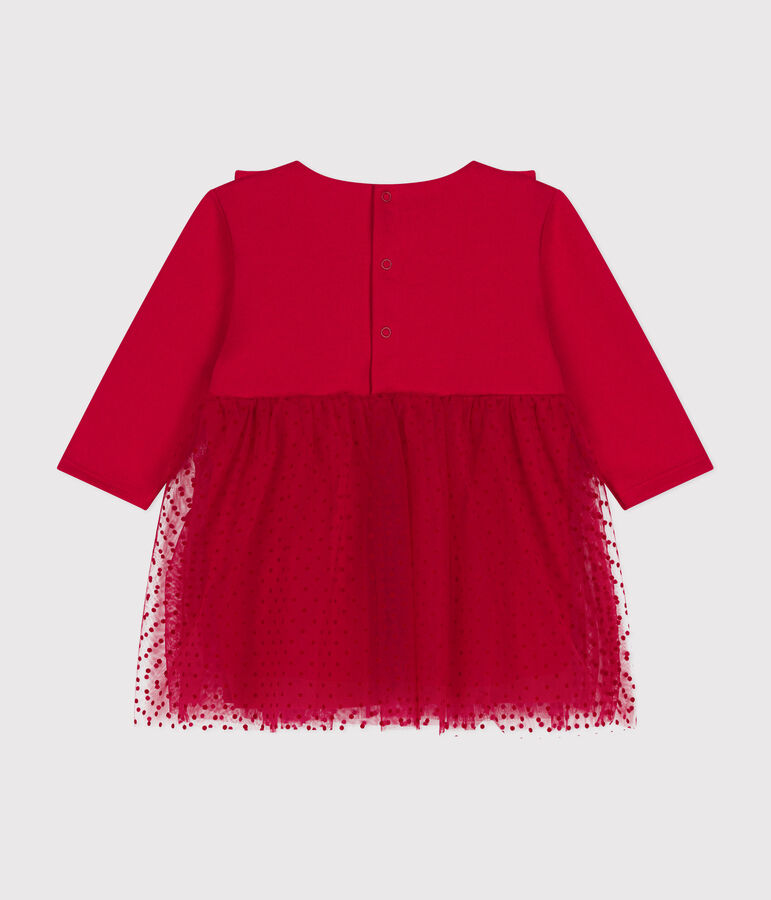 Baby-Kleid aus Baumwolle und T&uuml;ll rot