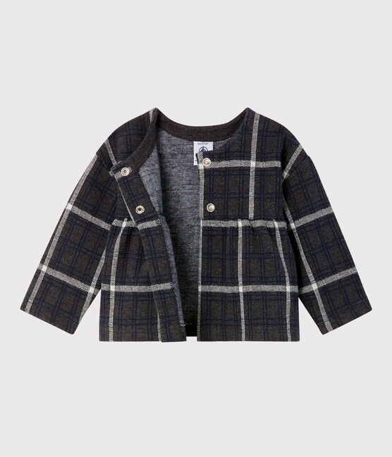 Karierter Baby-Cardigan für Mädchen schwarz CITY/weiss MULTICO