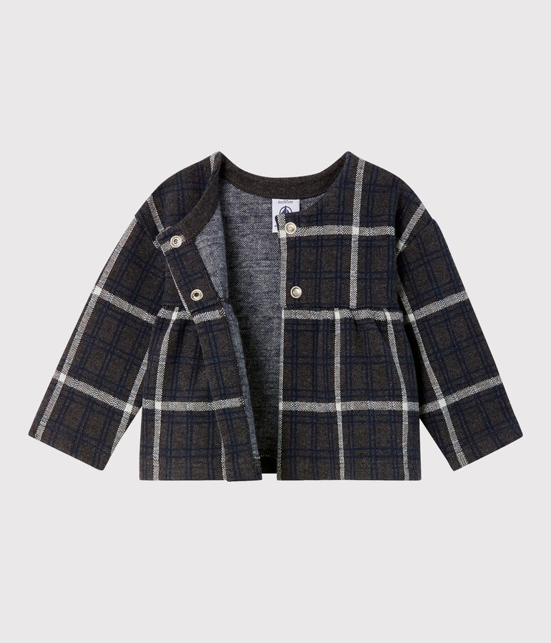 Karierter Baby-Cardigan f&uuml;r M&auml;dchen grau/vielfarbig