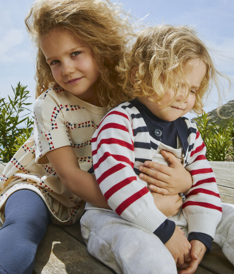 Baby-Cardigan aus Baumwollstrick weiss/vielfarbig