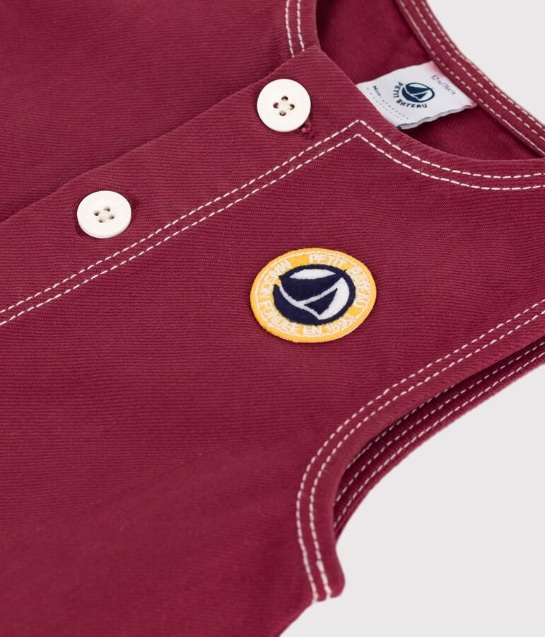 Langer Baby-Overall aus einfarbigem Denim rot