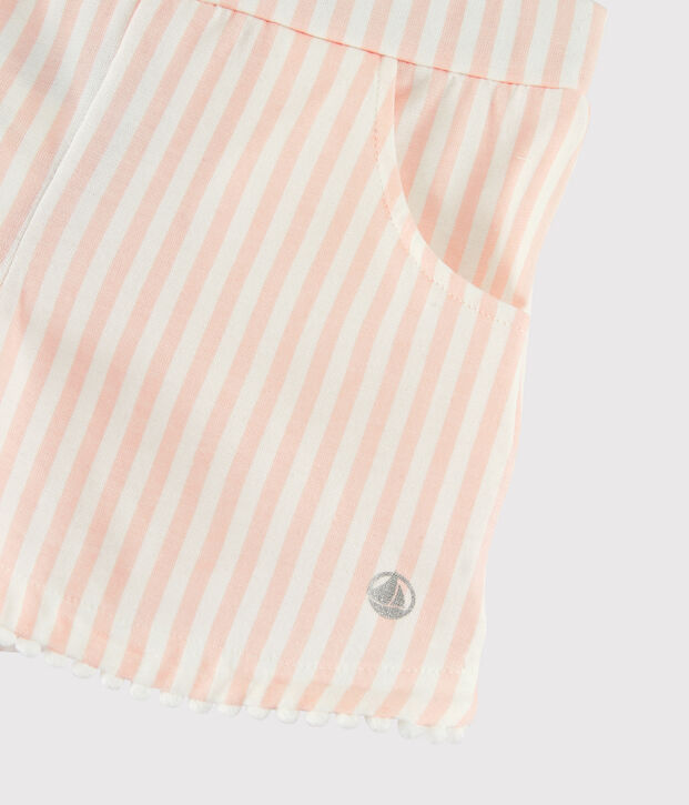 Kinder-Shorts aus Jersey f&uuml;r M&auml;dchen rosa/weiss