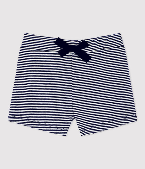 Baby-Shorts aus Bio-Baumwolle mit Ringelstreifen blau SMOKING/weiss MARSHMALLOW