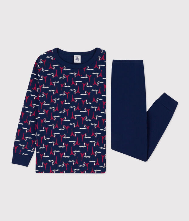 Kinderpyjama Paris aus Baumwolle blau/vielfarbig