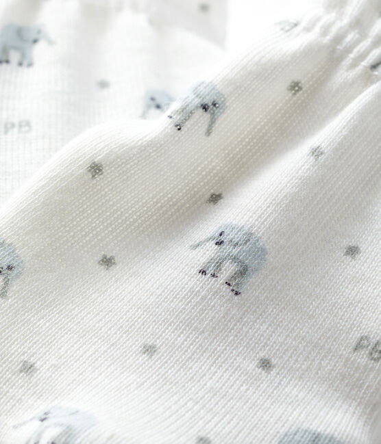 Babyfäustlinge aus Rippstrick weiss MARSHMALLOW/weiss MULTICO