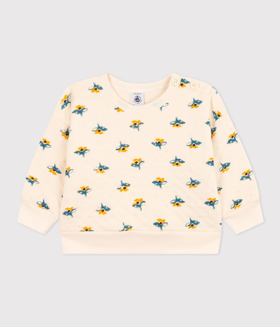 Baby-Sweatshirt aus gestepptem Doppeljersey weiss AVALANCHE/ MULTICO