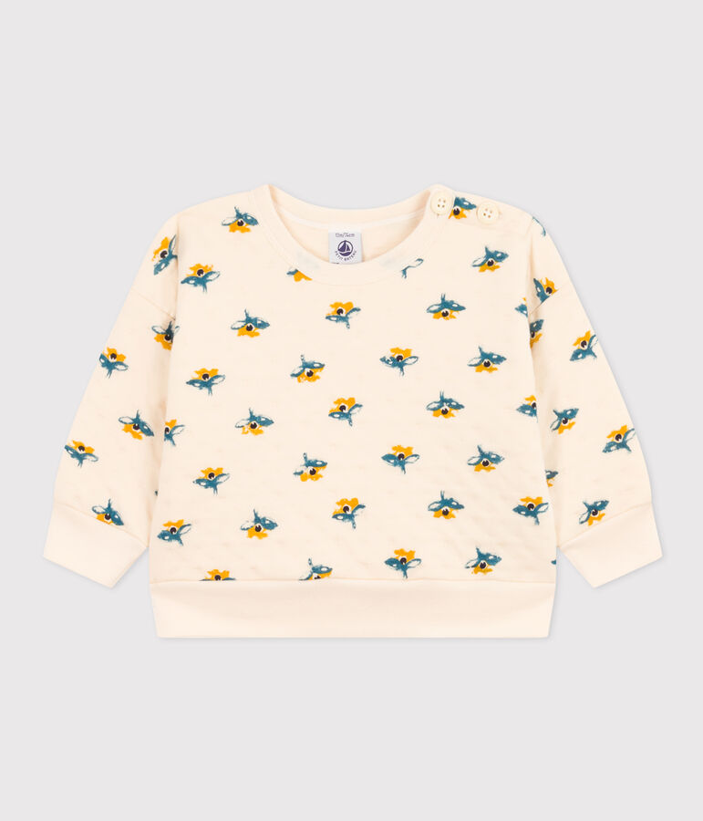 Baby-Sweatshirt aus gestepptem Doppeljersey naturfarben/vielfarbig