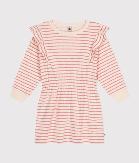 Langärmeliges Kinder-Kleid aus Doppeljersey für Mädchen rosa AVALANCHE/ ROSELINE