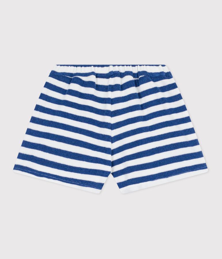 Kinder-Shorts aus Baumwolle mit Streifen blau/weiss
