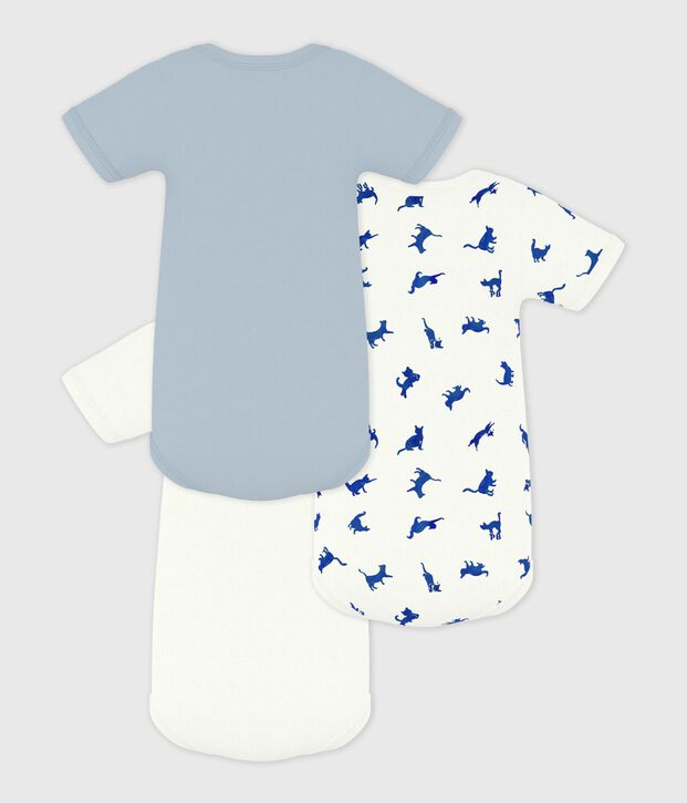 Set kurz&auml;rmelige Baby-Bodys aus Baumwolle mit Katzenmotiv vielfarbig