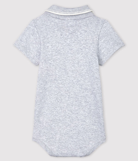 Kurzärmeliger Baby-Body aus Baumwolle mit Polokragen für Jungen grau POUSSIERE CHINE