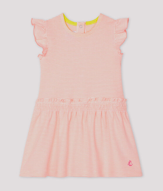 Babykleid mit Milleraies-Streifen für Mädchen rosa PATIENCE/weiss MARSHMALLOW