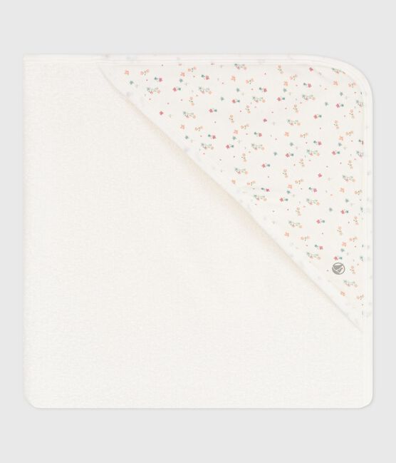 Viereckiges Baby-Badetuch aus Baumwolle weiss MARSHMALLOW/weiss MULTICO