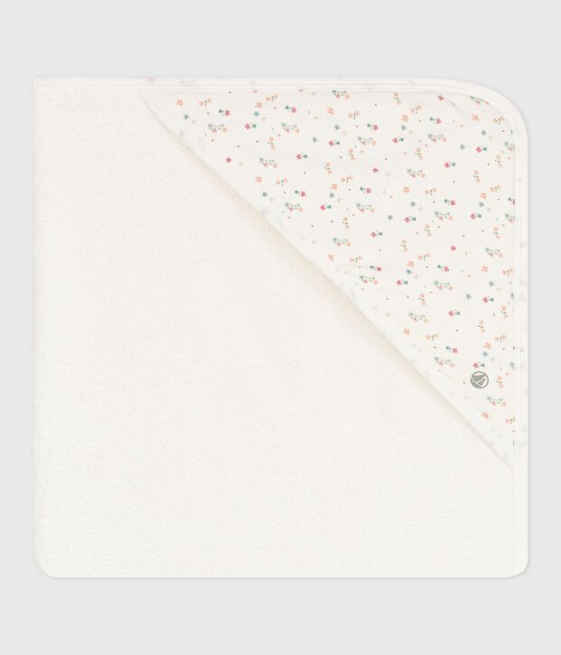 Viereckiges Baby-Badetuch aus Baumwolle weiss/vielfarbig