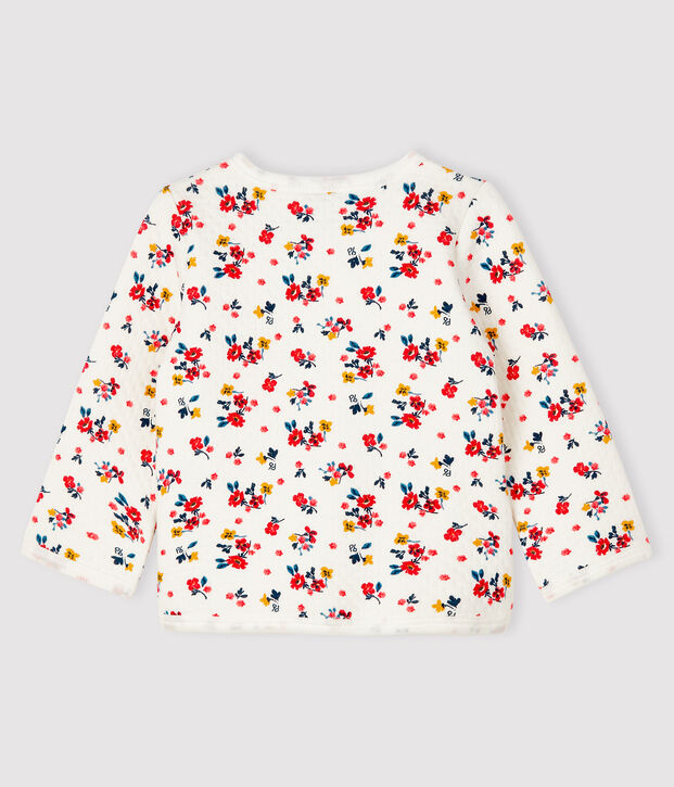 Baby-Cardigan aus Doppeljersey f&uuml;r M&auml;dchen weiss/vielfarbig
