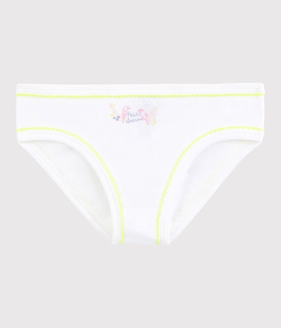 Baumwollhöschen für kleine Mädchen weiss ECUME/gelb JAUNE