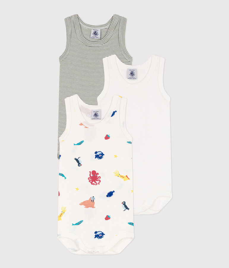3er-Set &auml;rmellose Bodys aus Baumwolle mit Meerestiermotiven variante 1