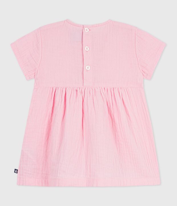 Kurz&auml;rmeliges Baby-Kleid aus einfarbiger Baumwolle MARQUISE