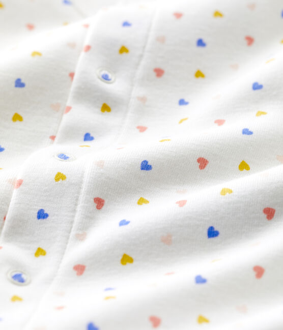 Fußloser Baby-Bodyjama aus Bio-Baumwolle weiss MARSHMALLOW/weiss MULTICO