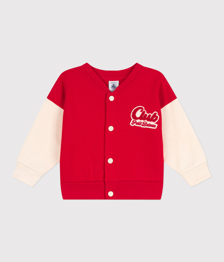 Baby College-Jacke aus Molton rot/naturfarben