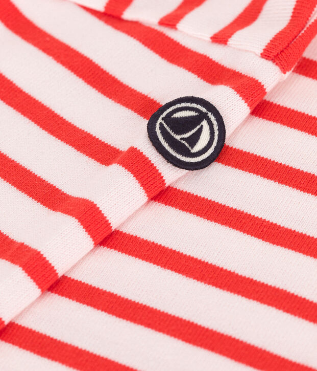 Lang&auml;rmeliges Kinder-Unisex Streifenshirt aus Baumwolle rosa/rot