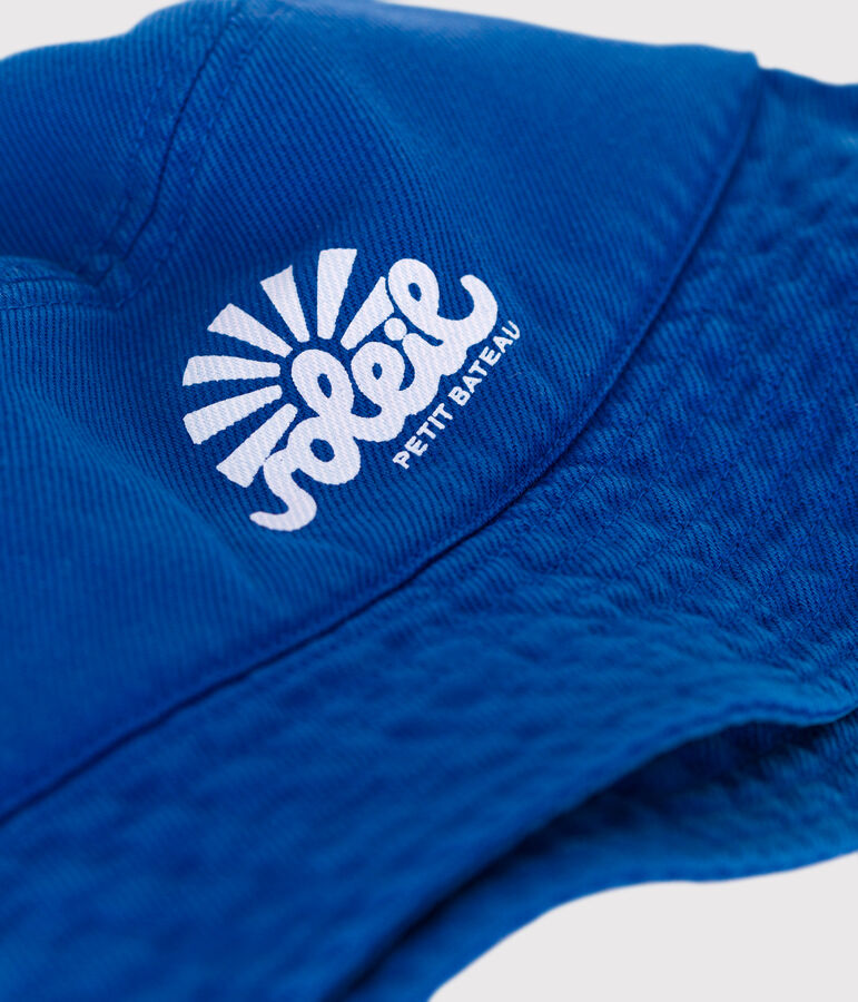 Kinder-Sonnenhut aus einfarbiger Baumwolle blau