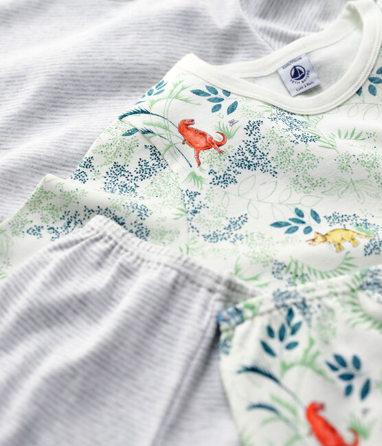 2er-Set Kinderpyjamas aus Baumwolle mit Ringelstreifen und Dinosaurier-Print für Jungen variante 1