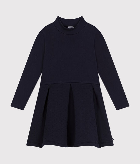 Langärmeliges Kinderkleid für Mädchen blau SMOKING