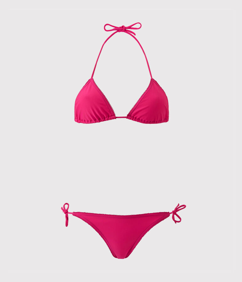 Einfarbiger Damen Bikini rosa PETUNIA