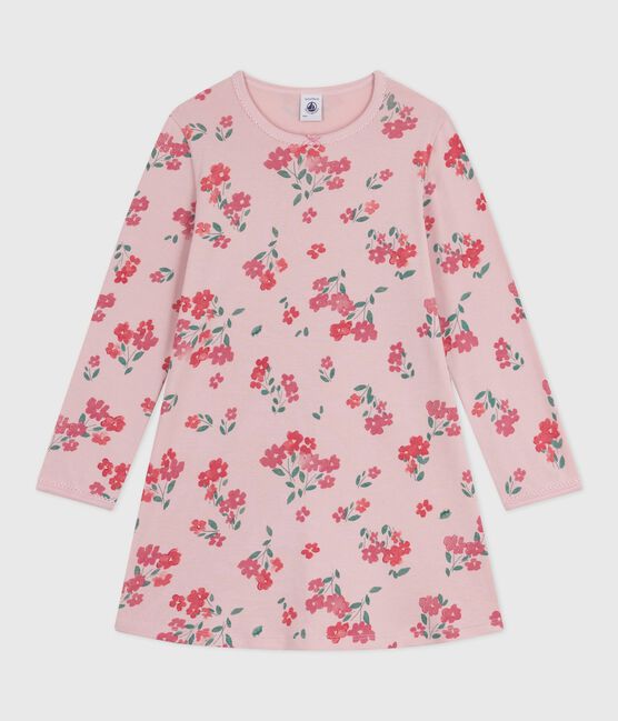 Kinder-Nachthemd aus Baumwolle mit Blumenmotiv rosa JOLI/weiss MULTICO