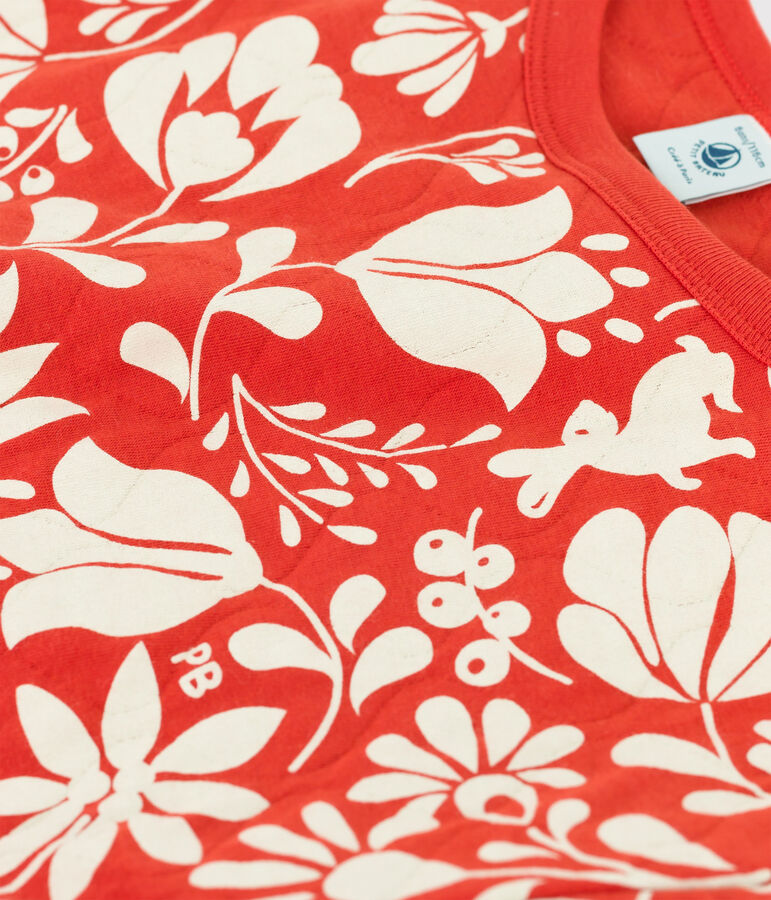 Bedrucktes Kinder-Sweatshirt aus gestepptem Doppeljersey f&uuml;r M&auml;dchen orange/naturfarben