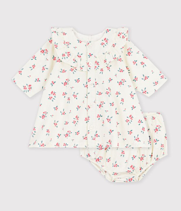 Baby-Kleid aus Baumwolle mit Blumenmotiv naturfarben/vielfarbig