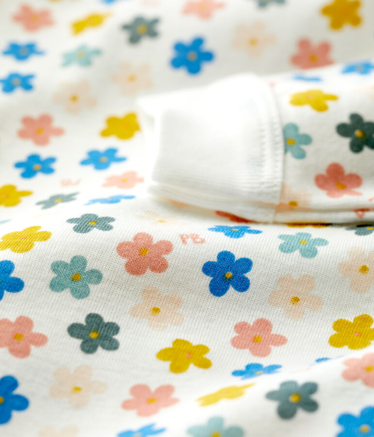 Baby-Strampler ohne F&uuml;&szlig;e aus Baumwolle in Leuchtfarbe weiss/vielfarbig