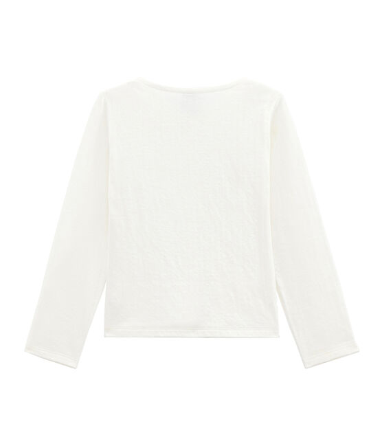 Mädchen-Cardigan aus gedoppeltem Jersey weiss MARSHMALLOW
