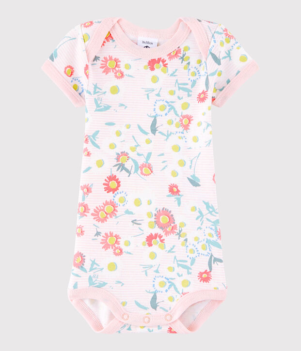 Body manches courtes b&eacute;b&eacute; fille weiss/rosa