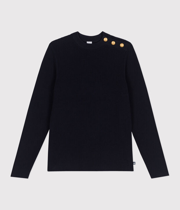 Damen-Marinepullover aus einfarbiger Baumwolle SMOKING
