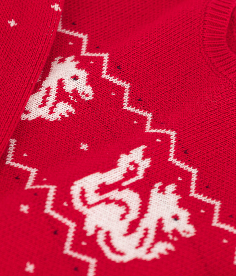 Kinderpullover aus Wolle und Baumwolle f&uuml;r Jungen rot/vielfarbig