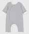 Gestreifter Baby-Langoverall aus Bio-Baumwolle weiss MARSHMALLOW/blau SMOKING