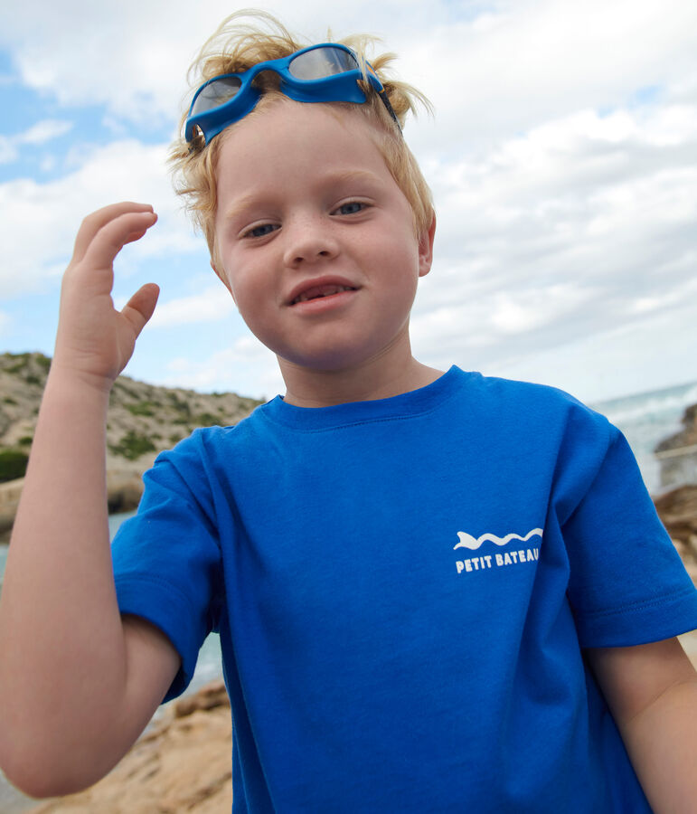 Kurz&auml;rmeliges Kinder-T-Shirt aus bedruckter Baumwolle blau