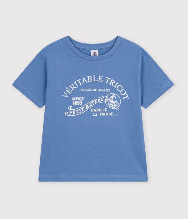 Kurz&auml;rmeliges Kinder-T-Shirt mit Motiv blau