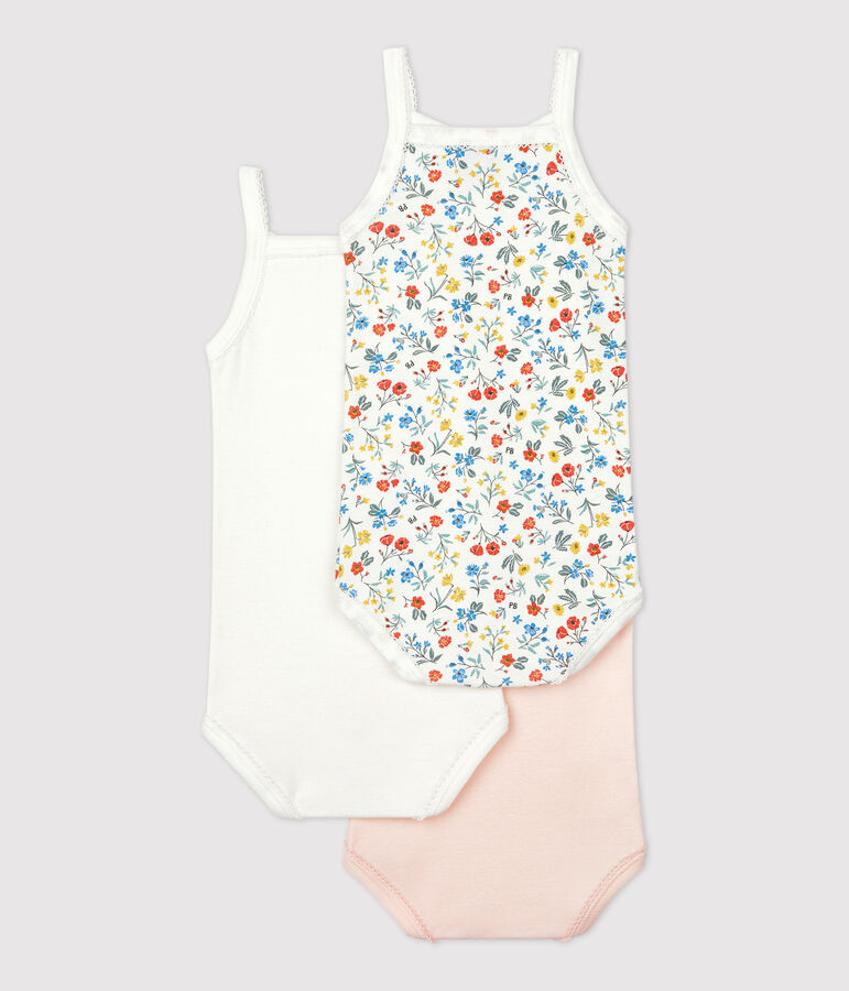 3er-Set gebl&uuml;mte Tr&auml;ger-Bodys aus Baumwolle vielfarbig