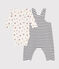 Baby-Set Latzhose und Body aus Baumwolle weiss MARSHMALLOW/blau SMOKING