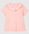 Kurzärmelige Baby-Bluse aus Baumwolle für Mädchen rosa MINOIS/weiss ECUME