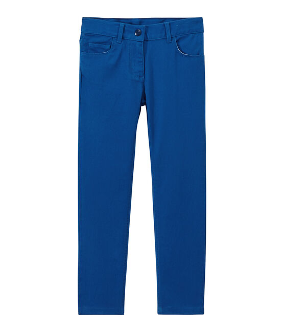 Mädchen-Hose aus farbigem Denim blau PERSE